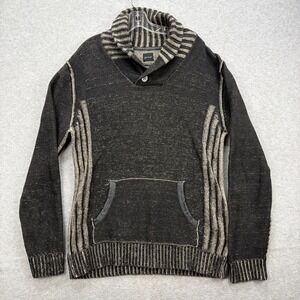 JB Holt Sweater Mens XL Black Tan Jefferson Shawl Collar Pullover Anorak